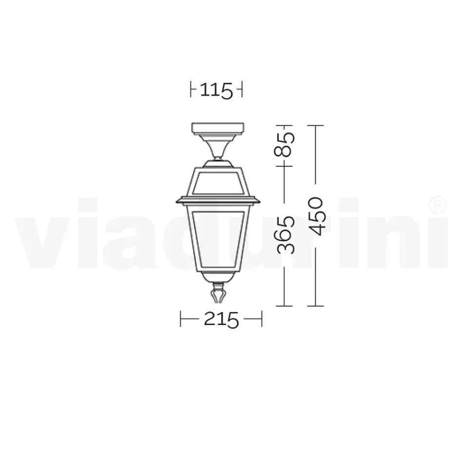 Lanterne de plafond de jardin en aluminium anthracite et verre sablé - Elric Viadurini