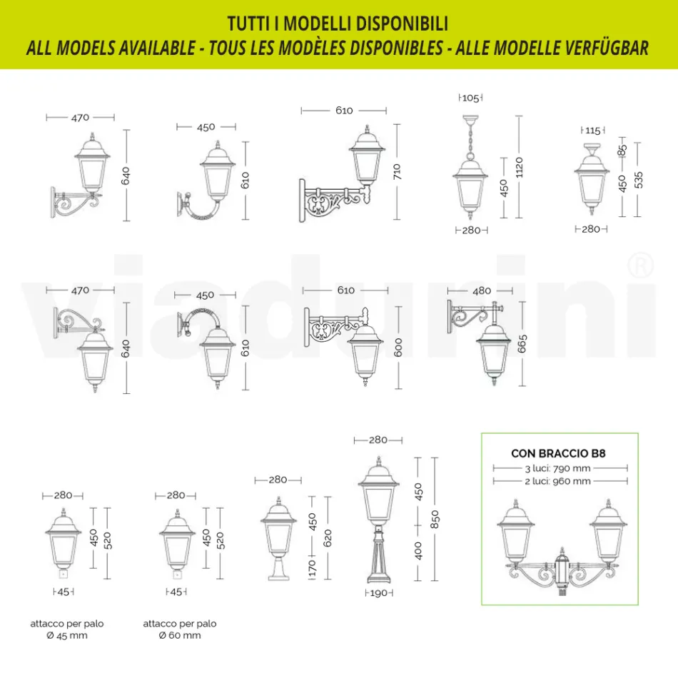 Lanterne d'extérieur en verre et aluminium en 5 finitions différentes - Alchemist Viadurini
