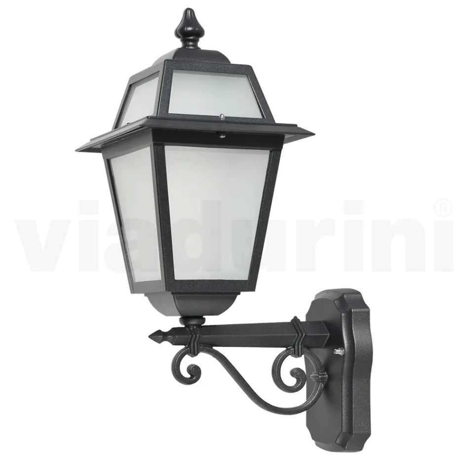 Lanterne de jardin en aluminium anthracite et verre sablé - Elric Viadurini