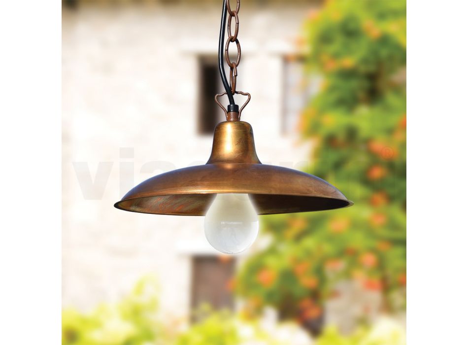 Lanterne d'extérieur vintage en aluminium et laiton Made in Italy - Adela Viadurini