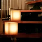 Lanterne parfumée en cire effet rayé avec bougie chauffe-plat fabriquée en Italie - Famme Viadurini