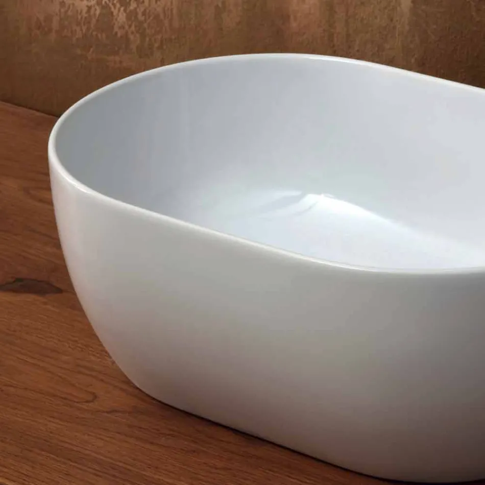 Lavabo à poser en céramique 45x32cm fabriqué en Italie Star, design moderne Viadurini