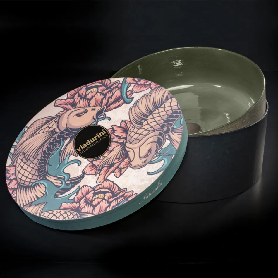 Lavabo en argile réfractaire verte Made in Italy - Tatiana Viadurini