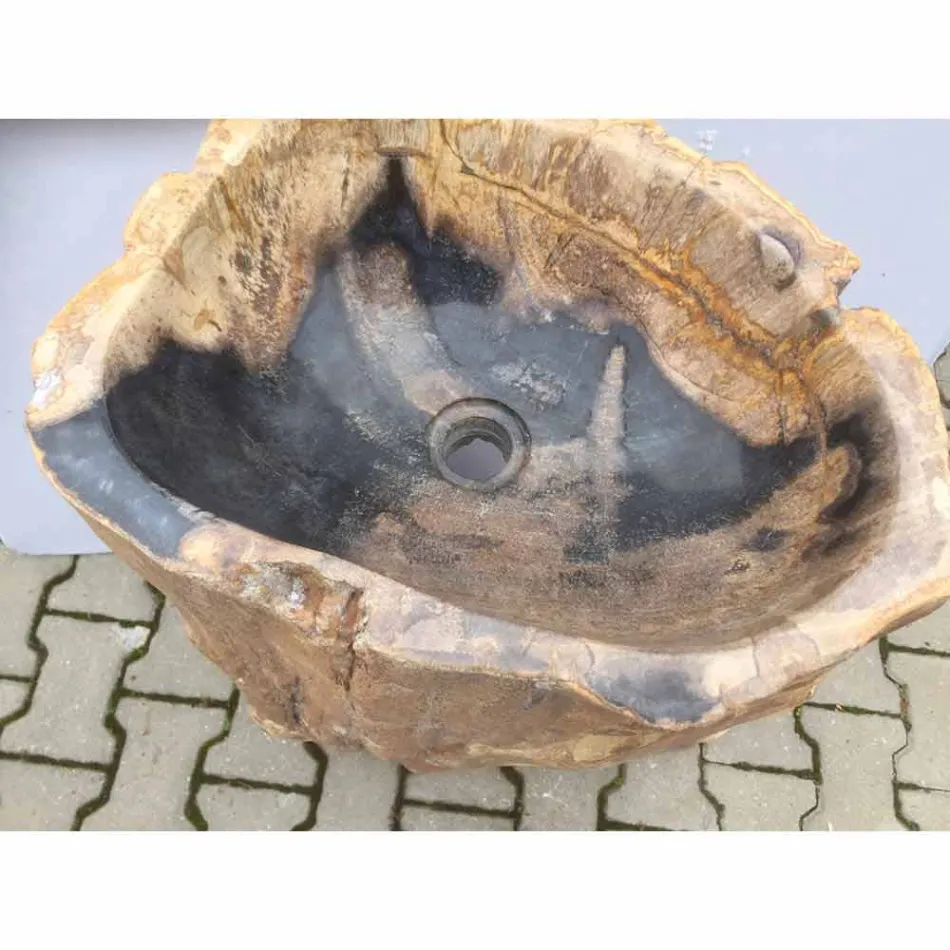 Évier de piédestal de conception en pierre naturelle de Ley, fait main Viadurini