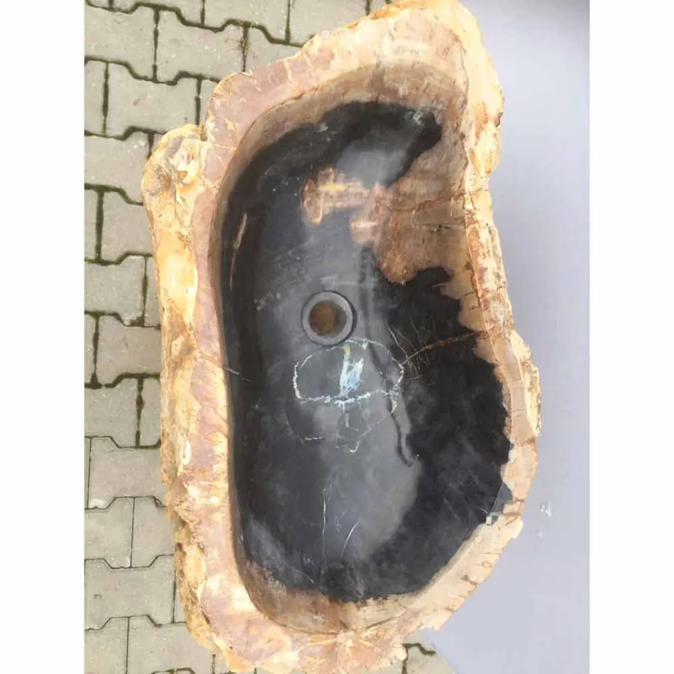 Évier de piédestal de conception en pierre naturelle de Ley, fait main Viadurini