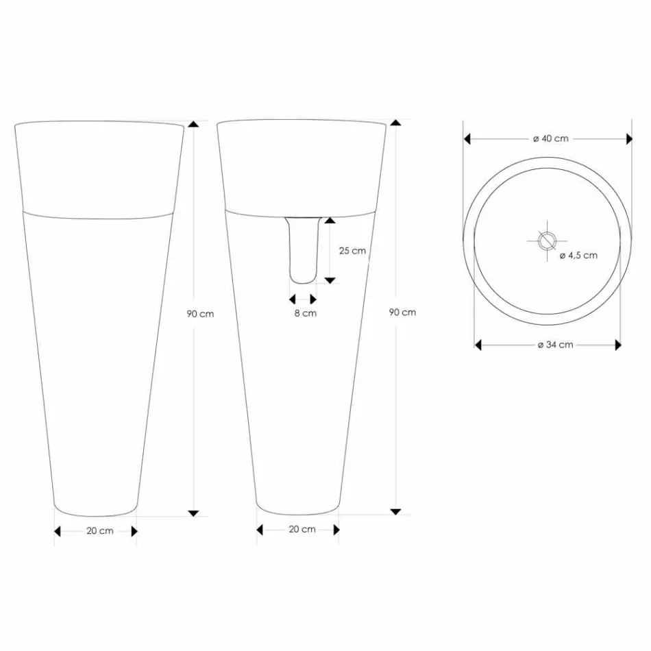 Lavabo à colonne de design moderne en marbre noir brillant - Merlo Viadurini