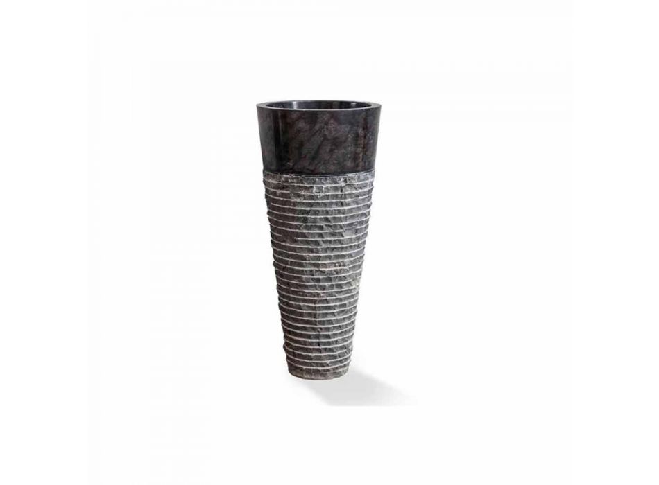Lavabo à colonne de design moderne en marbre noir brillant - Merlo Viadurini
