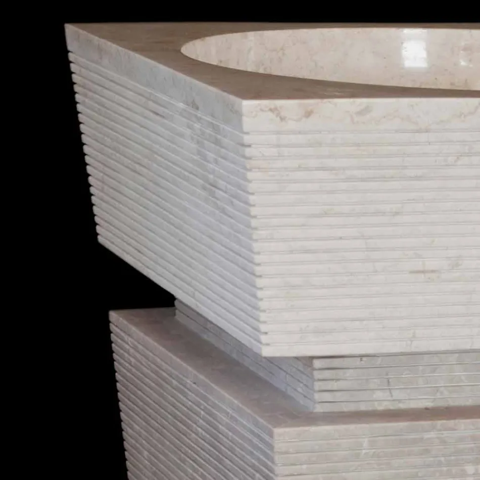 lavabo monté naturellement Sire pierre blanche, fait main Viadurini