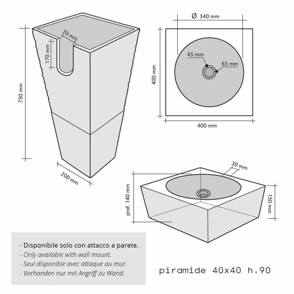 Lavabo Colonne Pyramide Natural Stone Beige Nias Viadurini