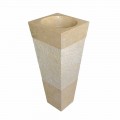 Lavabo colonne pyramidal en pierre naturelle beige Nias