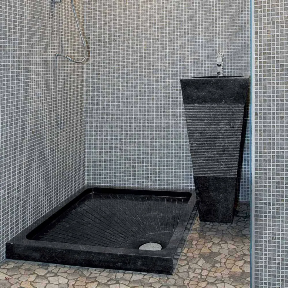 Lavabo Colonne Pyramid pierre noire naturelle Nias Viadurini