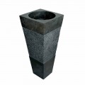 Lavabo colonne pyramidal en pierre naturelle noire Nias
