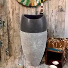 Lavabo Colonne sphérique pierre noire naturelle Gili Viadurini