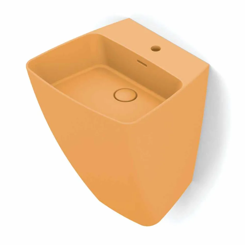 Lavabo suspendu en céramique de design moderne fabriqué en Italie, Goran Viadurini