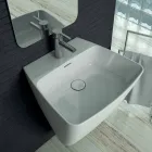 Lavabo suspendu en céramique de design moderne fabriqué en Italie, Goran Viadurini