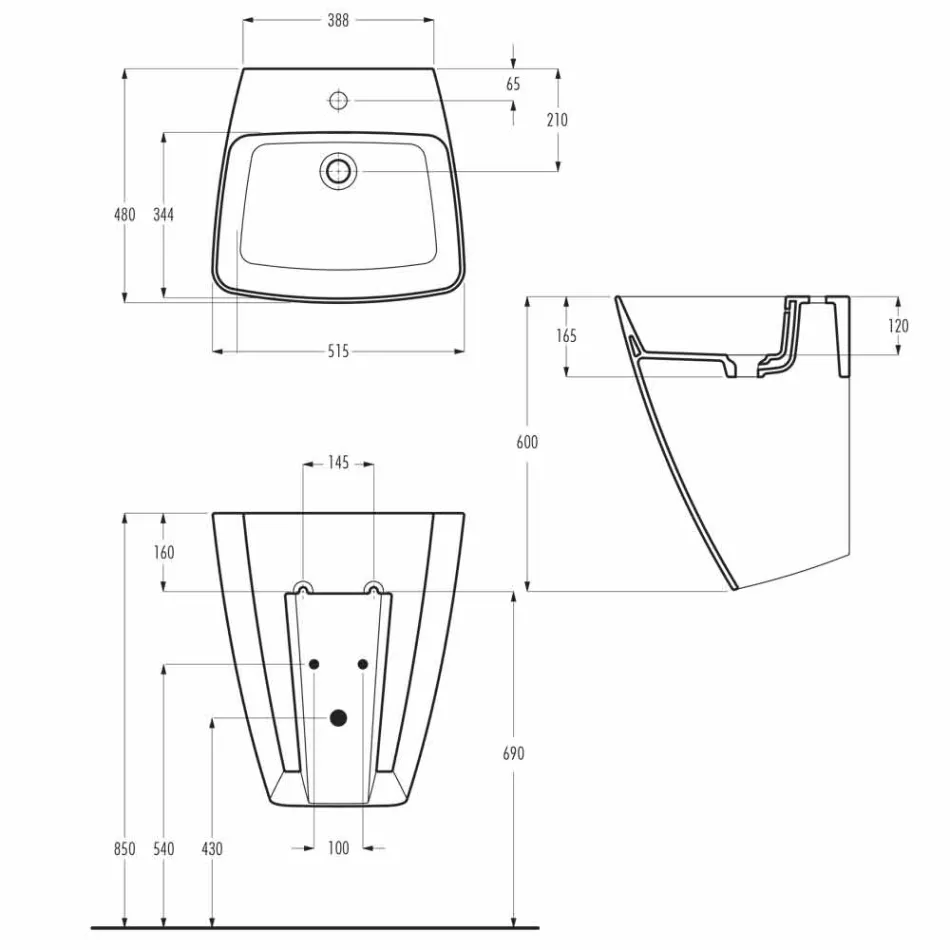 Lavabo suspendu en céramique de design moderne fabriqué en Italie, Goran Viadurini