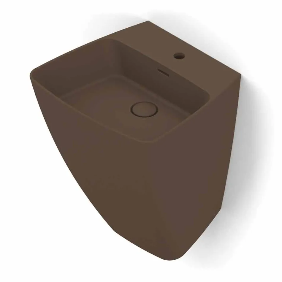 Lavabo suspendu en céramique de design moderne fabriqué en Italie, Goran Viadurini