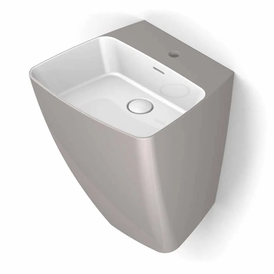 Lavabo suspendu en céramique de design moderne fabriqué en Italie, Goran Viadurini