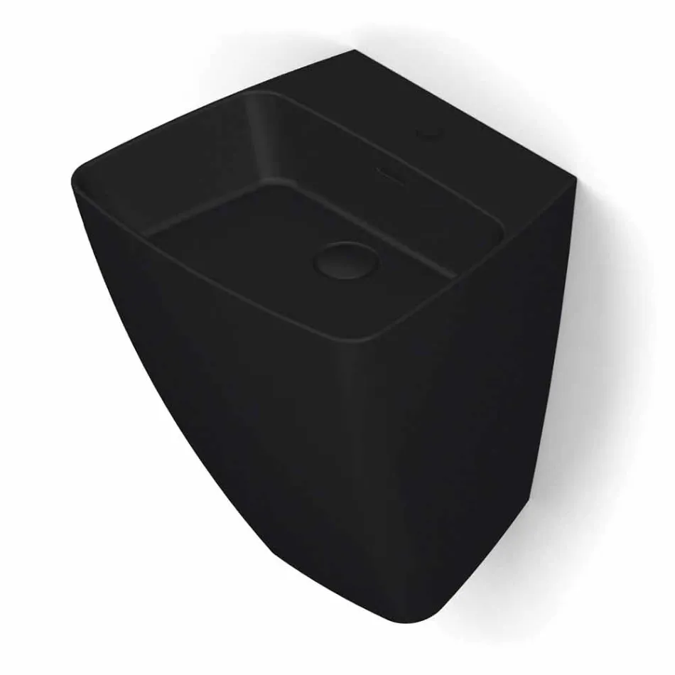 Lavabo suspendu en céramique de design moderne fabriqué en Italie, Goran Viadurini