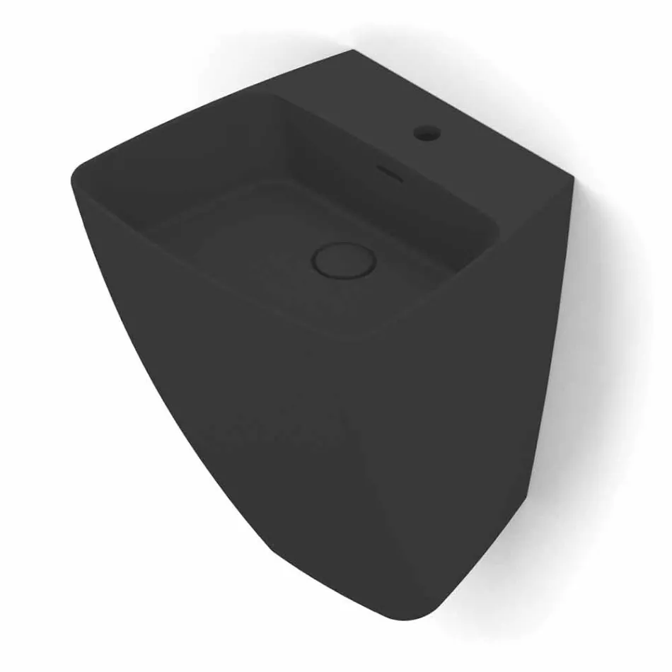 Lavabo suspendu en céramique de design moderne fabriqué en Italie, Goran Viadurini