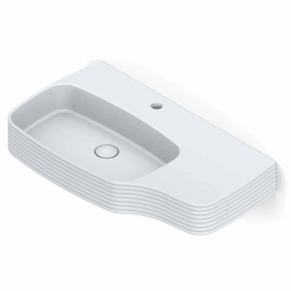 Lavabo mural moderne en céramique fabriqué en Italie, Hamlet Viadurini