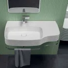 Lavabo mural moderne en céramique fabriqué en Italie, Hamlet Viadurini