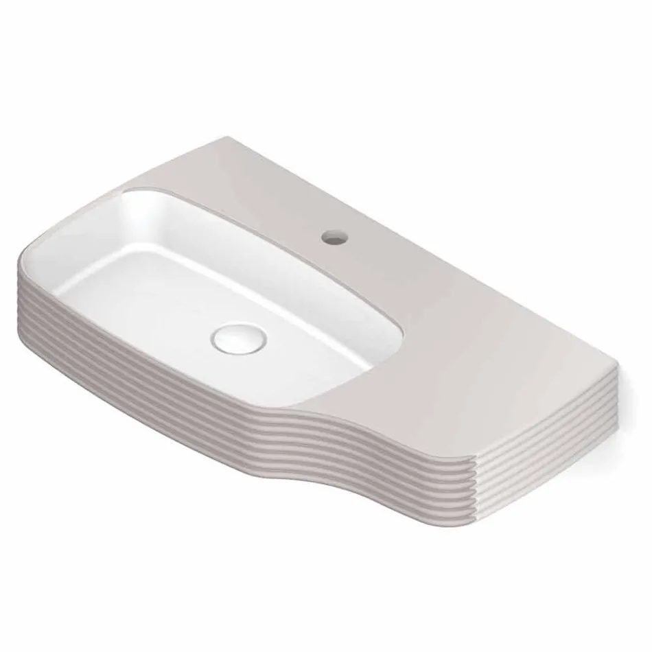 Lavabo mural moderne en céramique fabriqué en Italie, Hamlet Viadurini