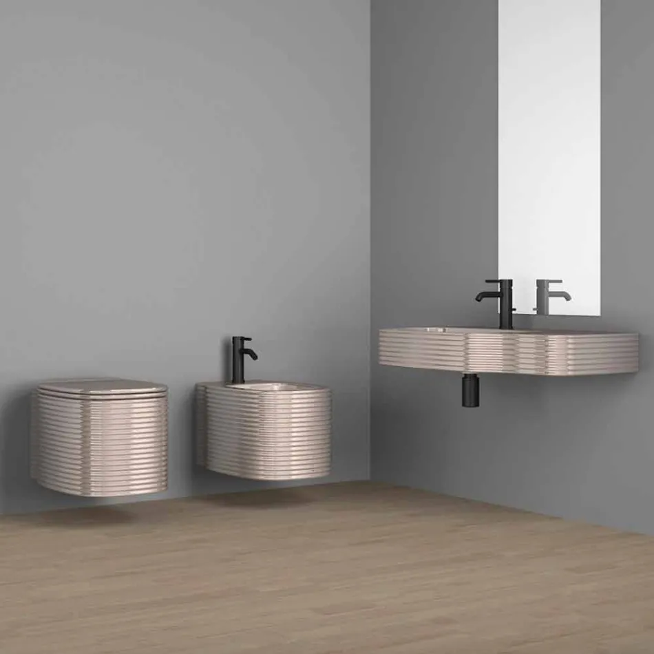 Lavabo mural moderne en céramique fabriqué en Italie, Hamlet Viadurini