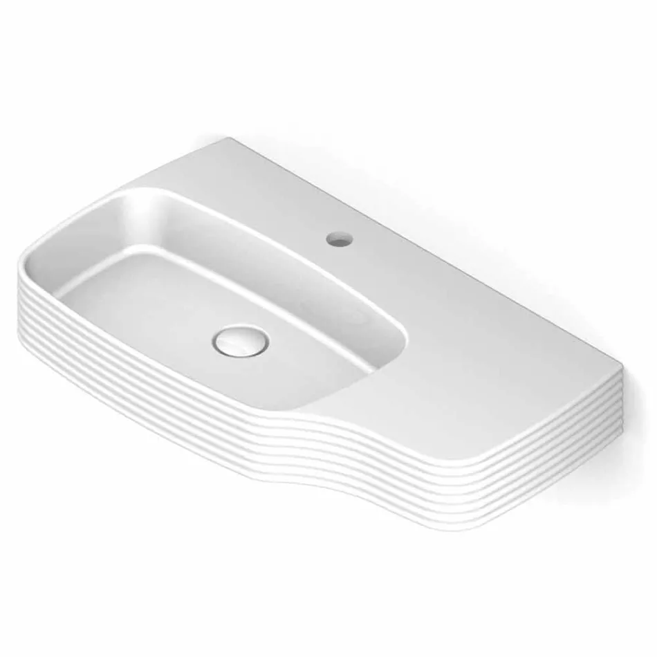 Lavabo mural moderne en céramique fabriqué en Italie, Hamlet Viadurini