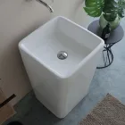 Lavabo carré en céramique sur pied au design moderne - Papavero Viadurini