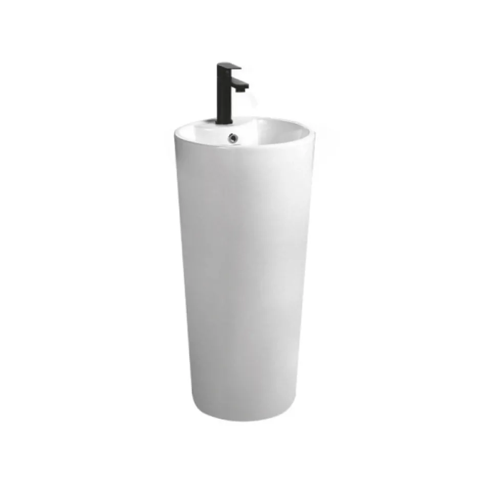 Vasque à poser ronde moderne en céramique blanche - Papavero Viadurini