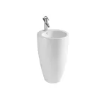 Lavabo rond en céramique sur pied au design moderne - Papavero Viadurini
