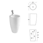 Lavabo rond en céramique sur pied au design moderne - Papavero Viadurini