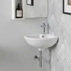 Lavabo d'angle en céramique blanche au design moderne et élégant - Silica Viadurini