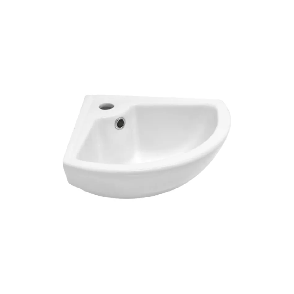 Lavabo d'angle en céramique blanche au design moderne et élégant - Silica Viadurini
