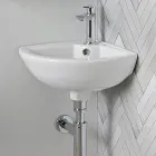 Lavabo d'angle en céramique blanche au design moderne et élégant - Silica Viadurini
