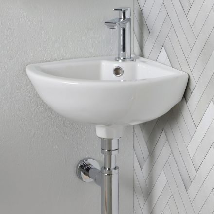 Lavabo d'angle en céramique blanche au design moderne et élégant - Silica Viadurini