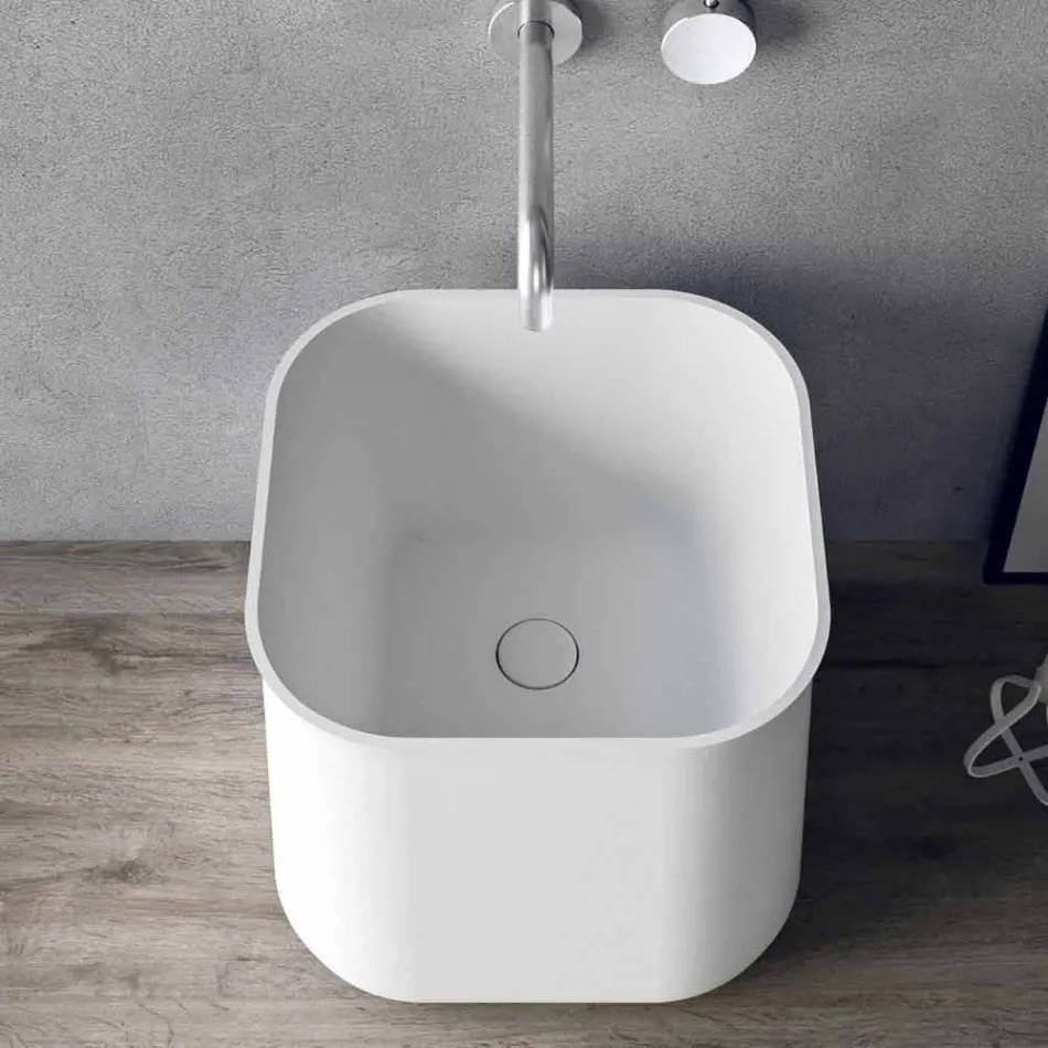 Lavabo carré à poser au design moderne en résine blanche - Tulyp Viadurini