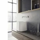 Lavabo carré à poser au design moderne en résine blanche - Tulyp Viadurini