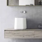 Lavabo carré à poser au design moderne en résine blanche - Tulyp Viadurini