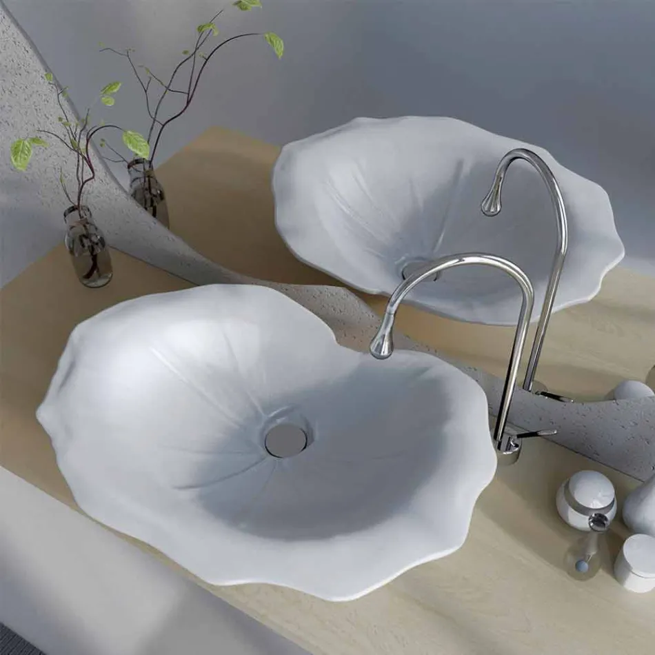 Lavabo support de design moderne en forme de feuille Faruglium Viadurini