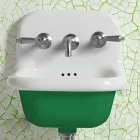 Lavabo de salle de bain suspendu en céramique blanche et colorée 42 cm - Meridiano Viadurini