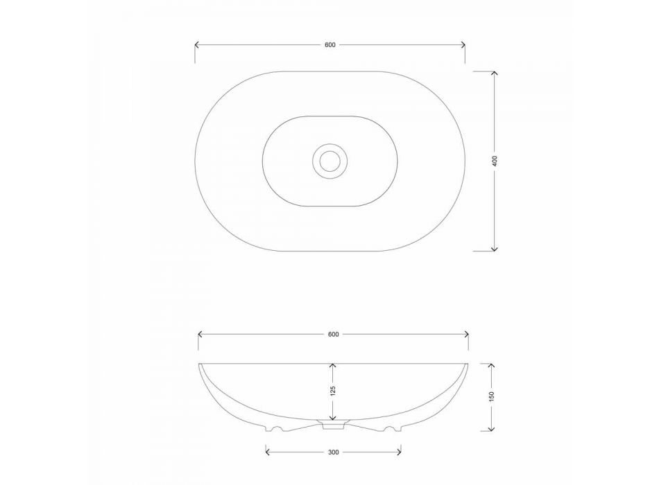 Lavabo à poser design ovale en céramique fabriqué en Italie - Chaîne Viadurini
