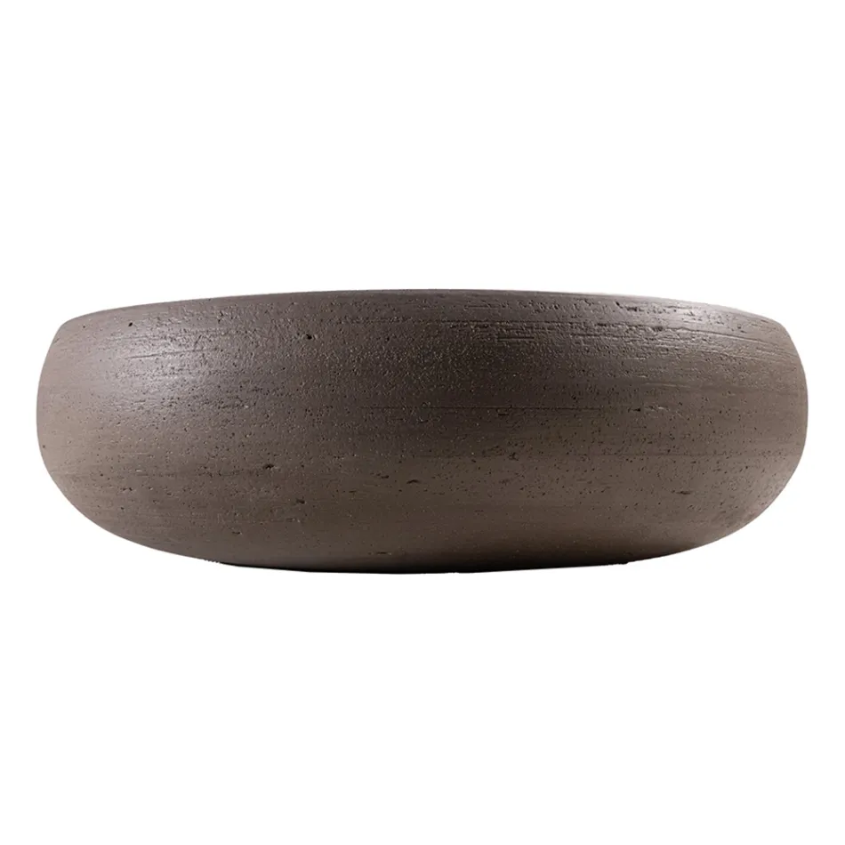 Lavabo de salle de bain à poser en argile réfractaire fabriqué en Italie - Diego Viadurini