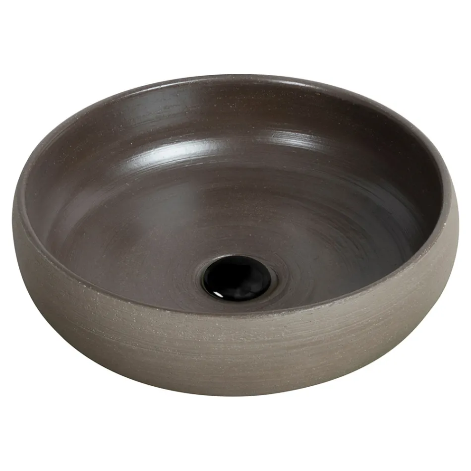 Lavabo de salle de bain à poser en argile réfractaire fabriqué en Italie - Diego Viadurini