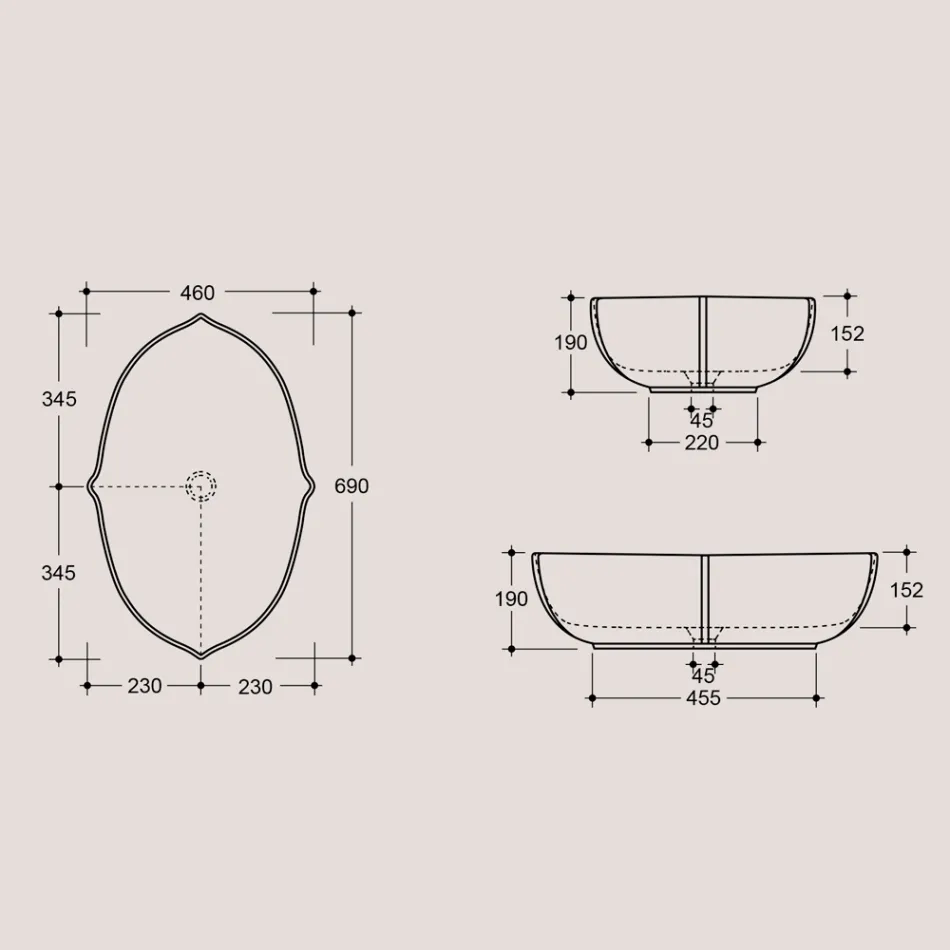 Lavabo de salle de bain à poser en céramique brillante fabriqué en Italie - Oscar Viadurini