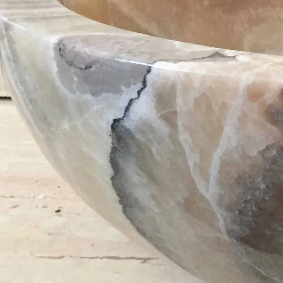 Vasque à poser en pierre onyx naturelle Ana, fait main Viadurini