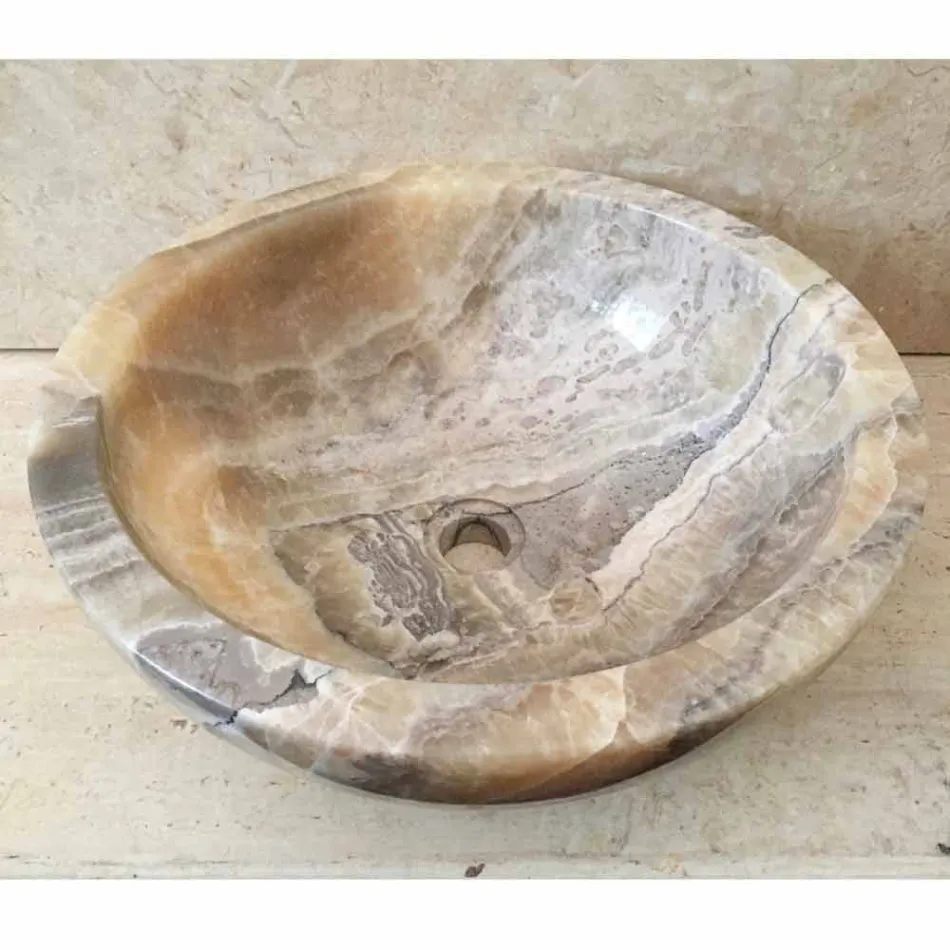 Vasque à poser en pierre onyx naturelle Ana, fait main Viadurini