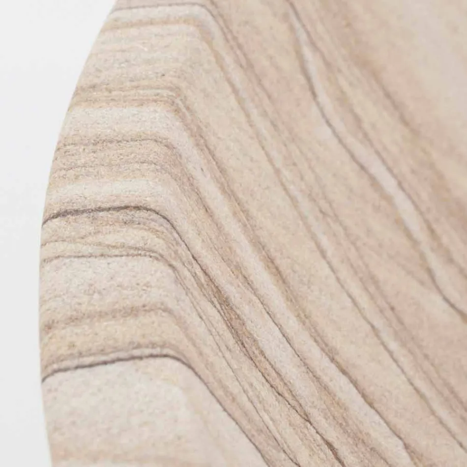 Lavabo de salle de bain à poser en pierre de sable de forme ronde - Cerasolo Viadurini