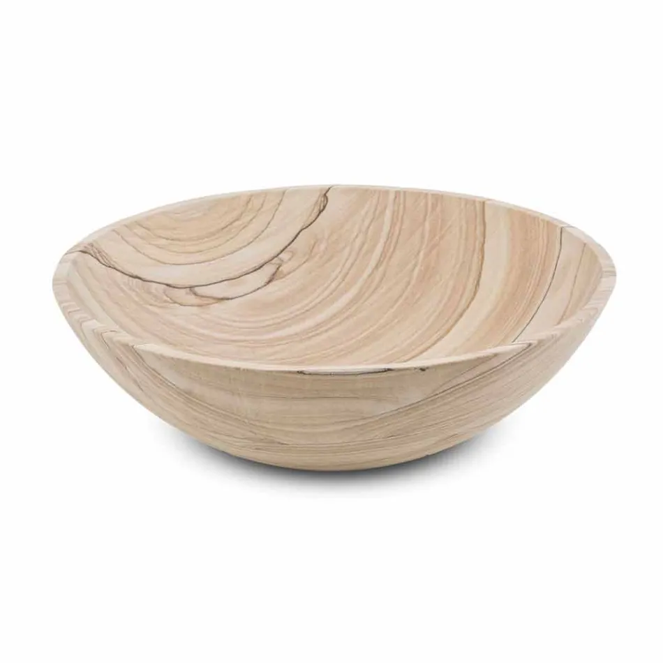 Lavabo de salle de bain à poser en pierre de sable de forme ronde - Cerasolo Viadurini